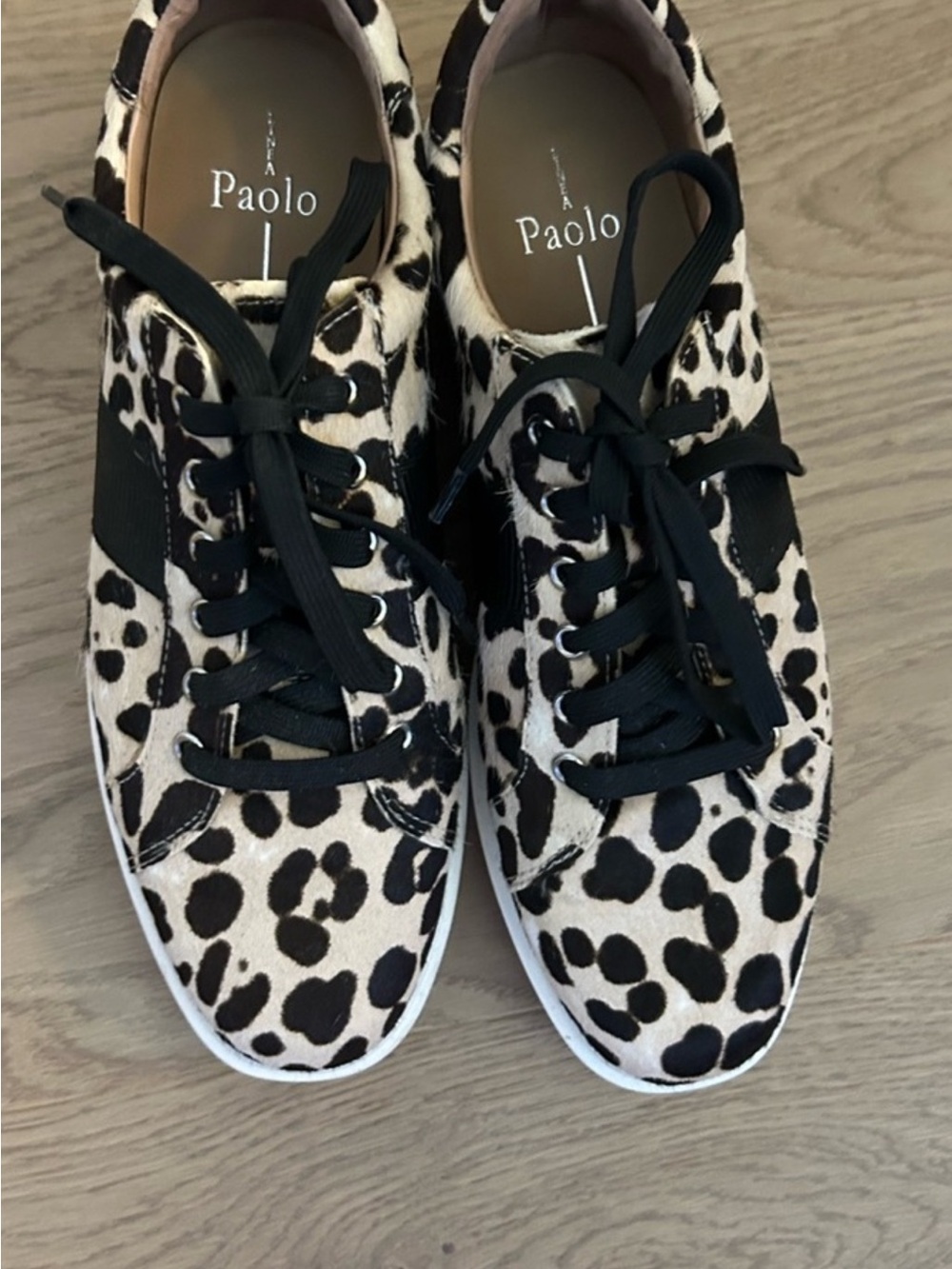 Paolo Leopard calf hair Lace-Up Sneakers - Black & Cream